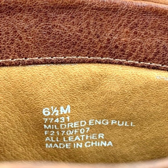 FRYE Mildred Cognac Leather Engineer Pull On Heeled Boot - Picture 3 of 10